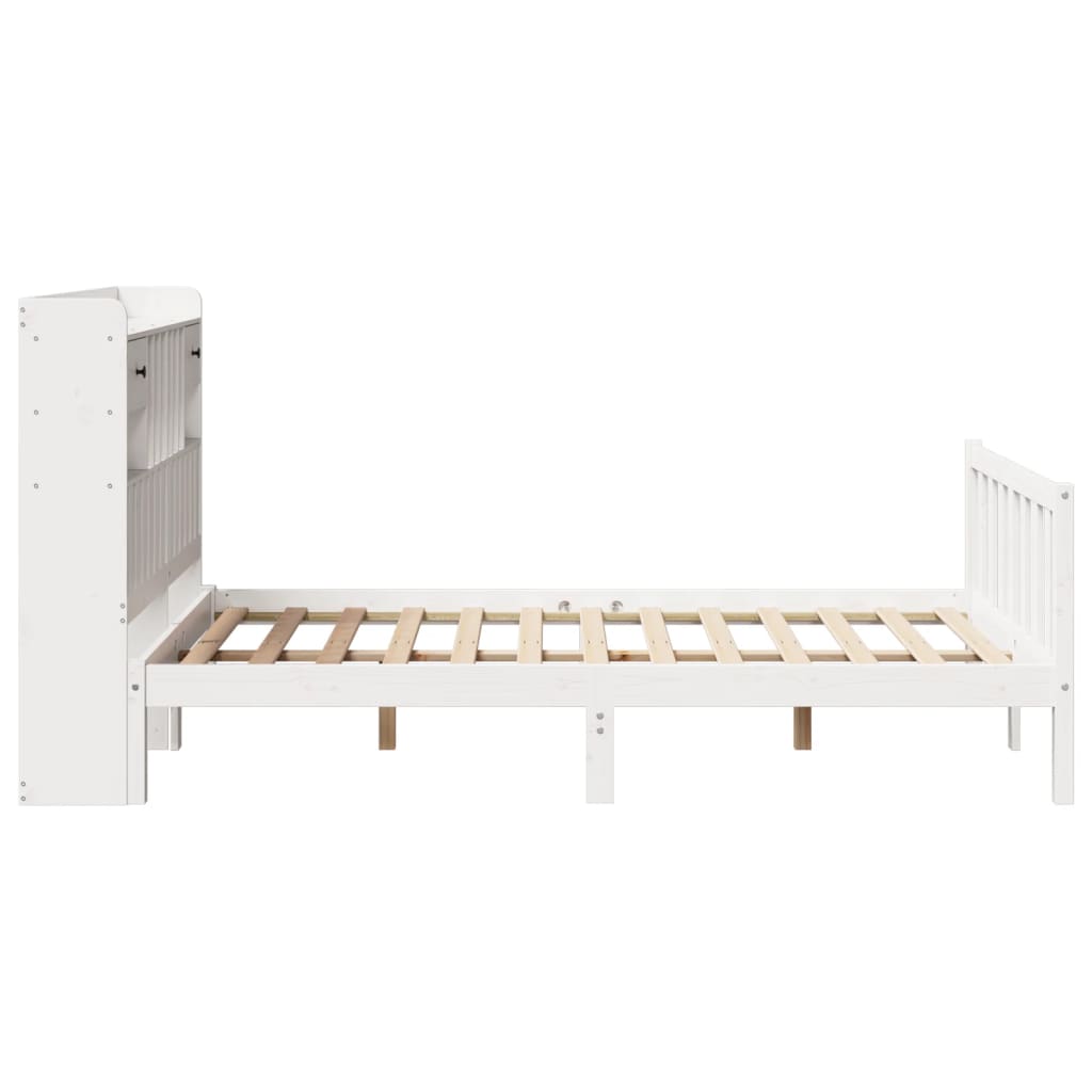 Cama com estante sem colchão 120x190 cm pinho maciço branco