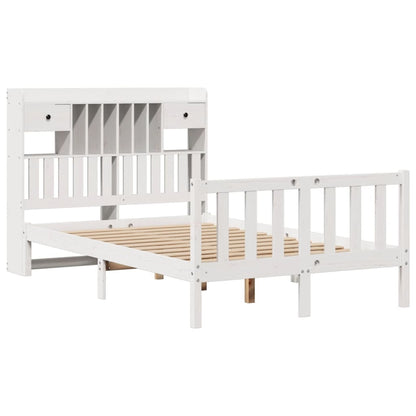 Cama com estante sem colchão 135x190 cm pinho maciço branco