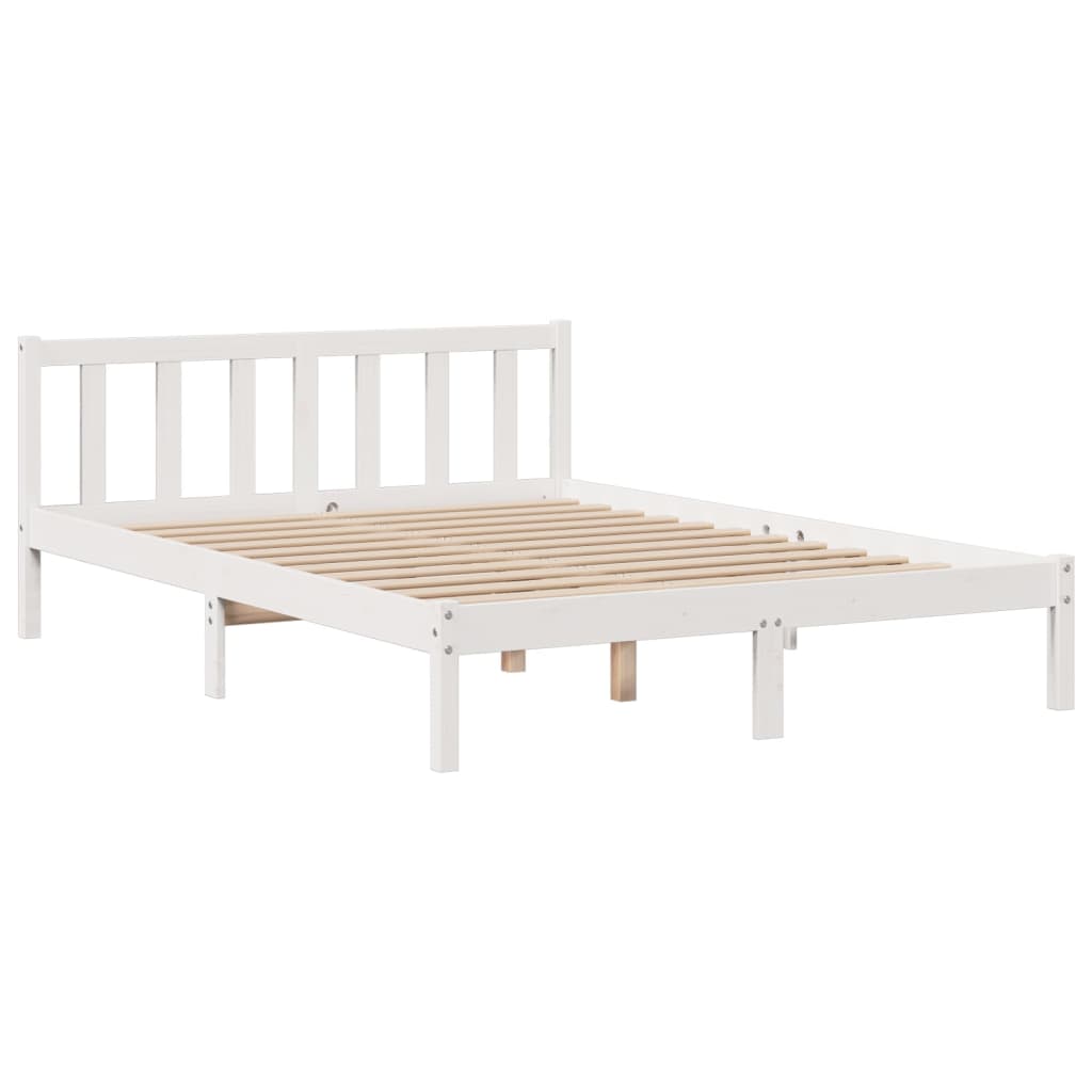 Cama com estante sem colchão 140x190 cm pinho maciço branco