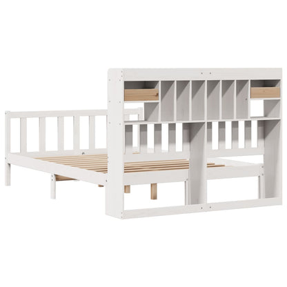 Cama com estante sem colchão 140x190 cm pinho maciço branco