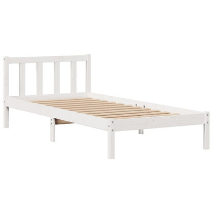 Cama com estante sem colchão 100x200 cm pinho maciço branco