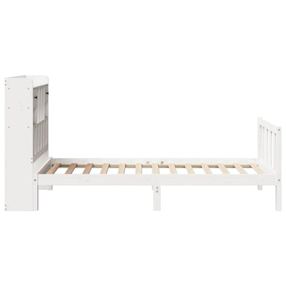 Cama com estante sem colchão 100x200 cm pinho maciço branco