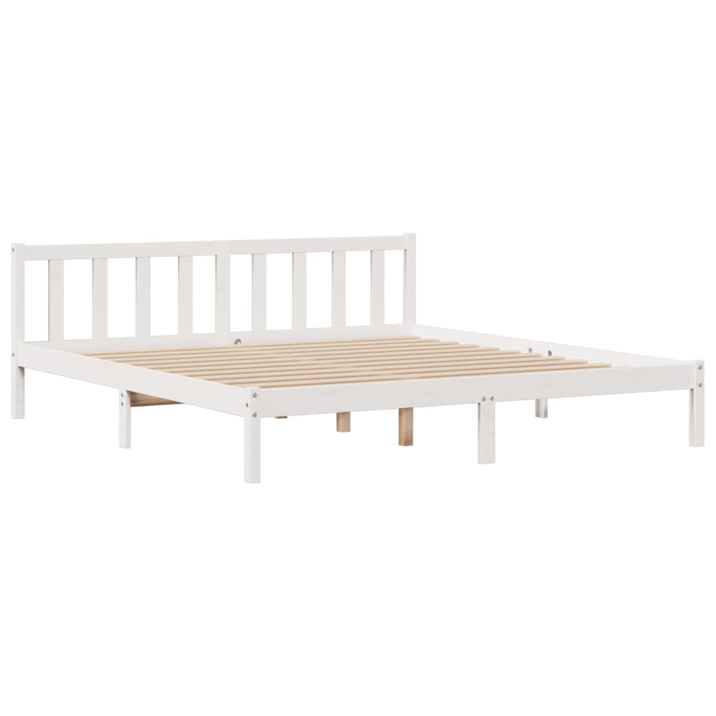 Cama com estante sem colchão 180x200 cm pinho maciço branco