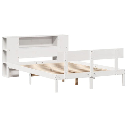 Cama com estante sem colchão 135x190 cm pinho maciço branco