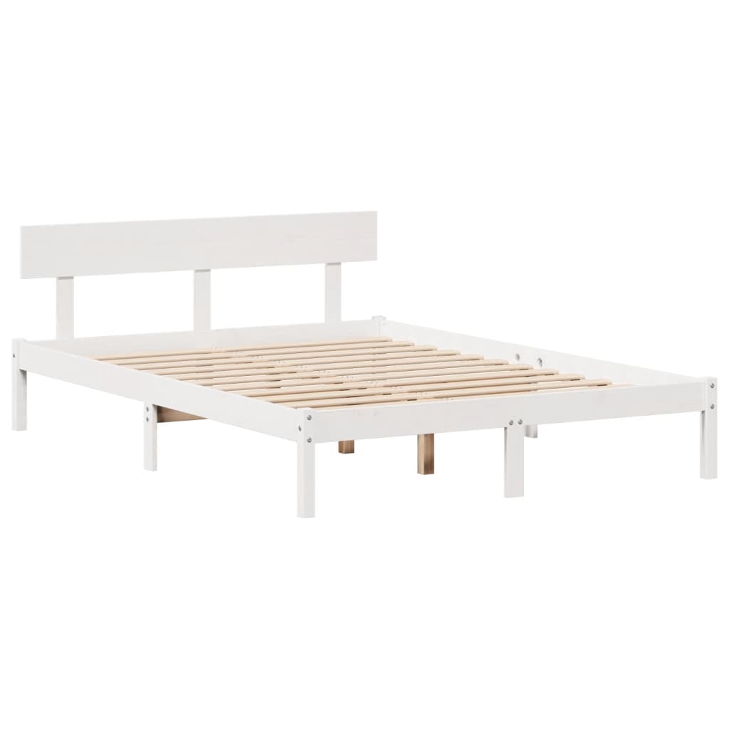 Cama com estante sem colchão 135x190 cm pinho maciço branco