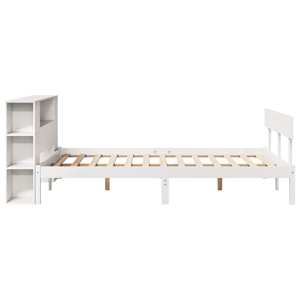 Cama com estante sem colchão 135x190 cm pinho maciço branco