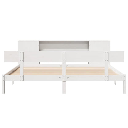 Cama com estante sem colchão 180x200 cm pinho maciço branco