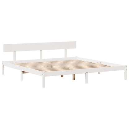 Cama com estante sem colchão 180x200 cm pinho maciço branco