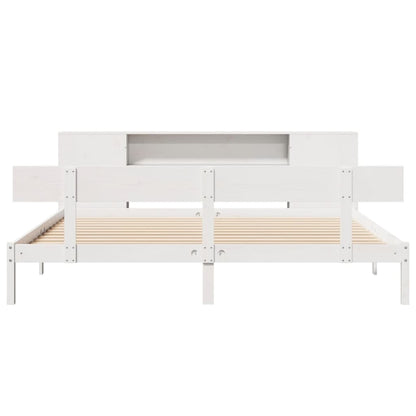 Cama com estante sem colchão 200x200 cm pinho maciço branco