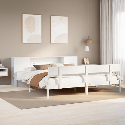 Cama com estante sem colchão 200x200 cm pinho maciço branco