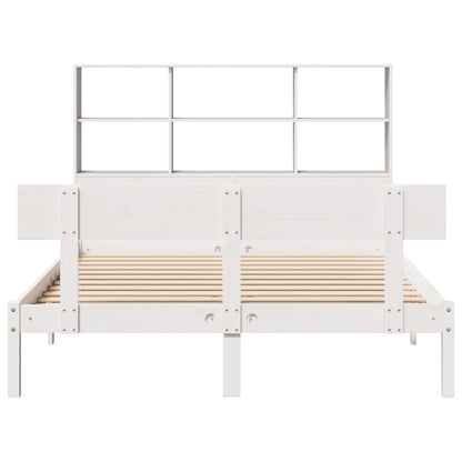 Cama com estante sem colchão 135x190 cm pinho maciço branco