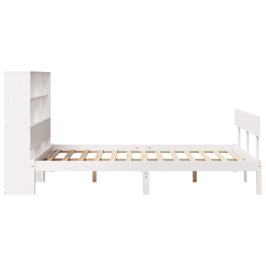 Cama com estante sem colchão 135x190 cm pinho maciço branco