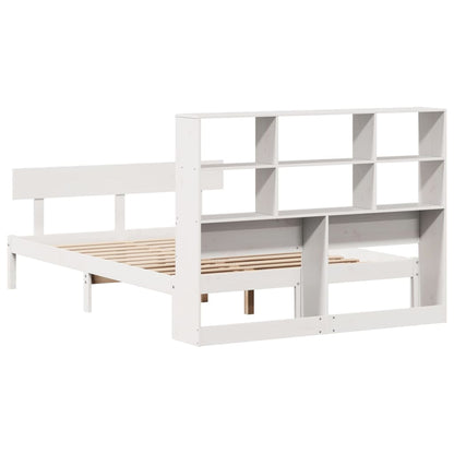 Cama com estante sem colchão 135x190 cm pinho maciço branco