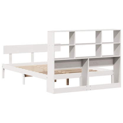 Cama com estante sem colchão 140x190 cm pinho maciço branco