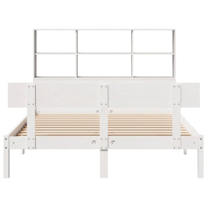 Cama com estante sem colchão 150x200 cm pinho maciço branco