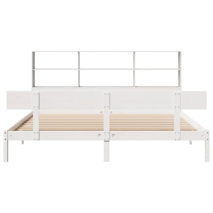 Cama com estante sem colchão 180x200 cm pinho maciço branco