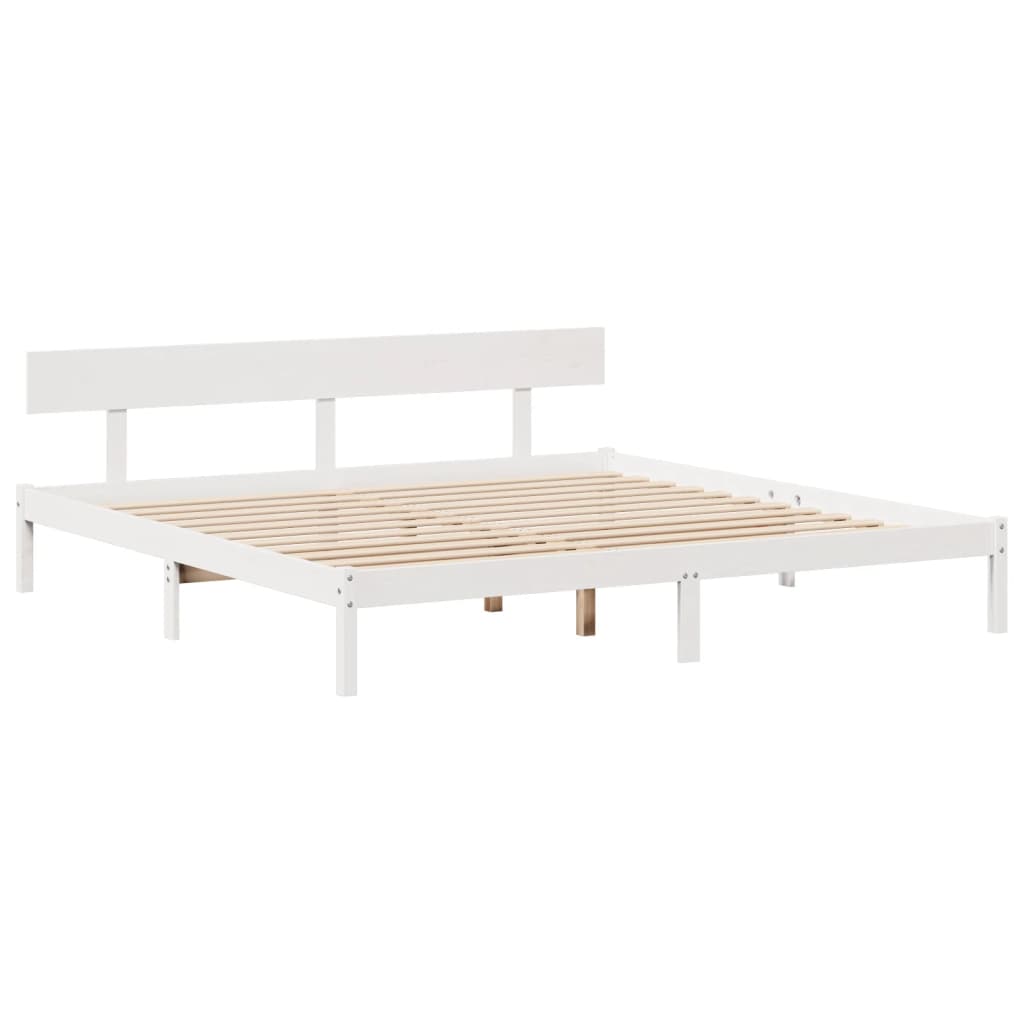 Cama com estante sem colchão 180x200 cm pinho maciço branco