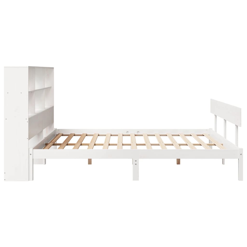 Cama com estante sem colchão 180x200 cm pinho maciço branco