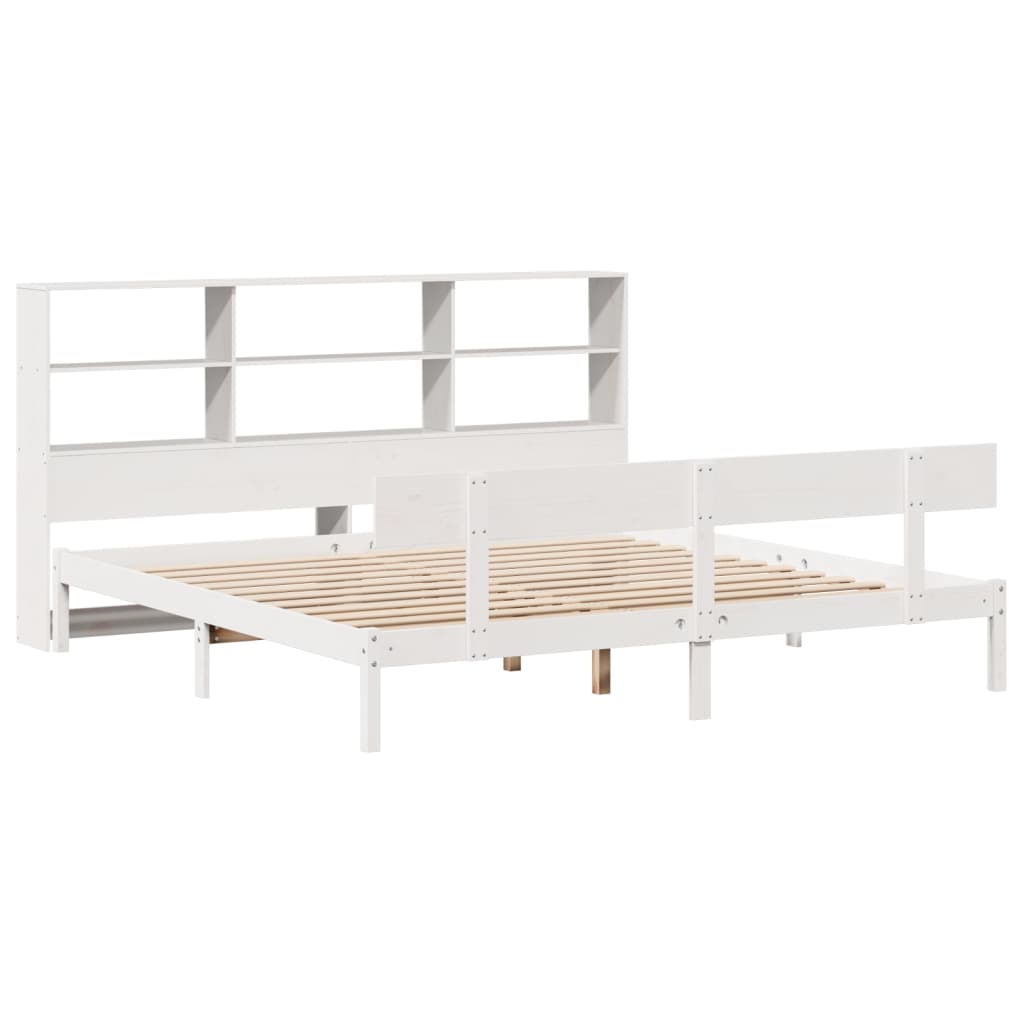 Cama com estante sem colchão 200x200 cm pinho maciço branco