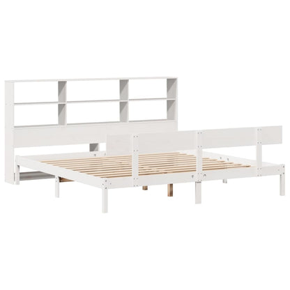 Cama com estante sem colchão 200x200 cm pinho maciço branco