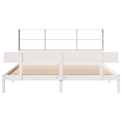 Cama com estante sem colchão 200x200 cm pinho maciço branco