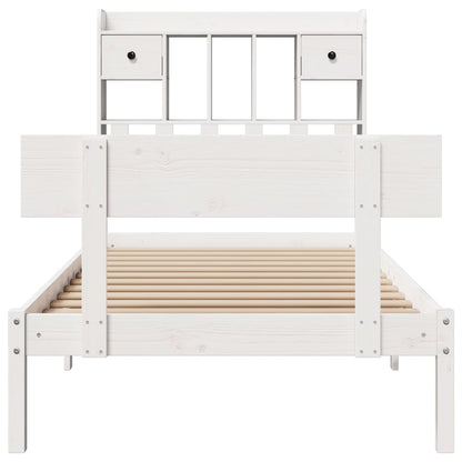 Cama com estante sem colchão 75x190 cm pinho maciço branco