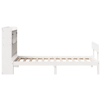 Cama com estante sem colchão 75x190 cm pinho maciço branco