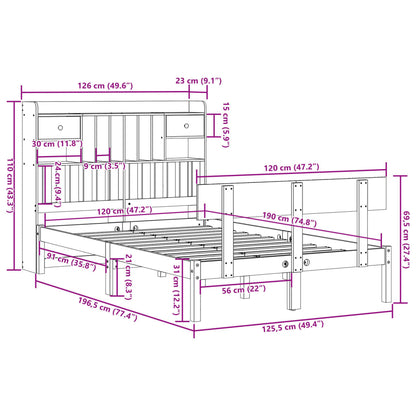 Cama com estante sem colchão 120x190 cm pinho maciço