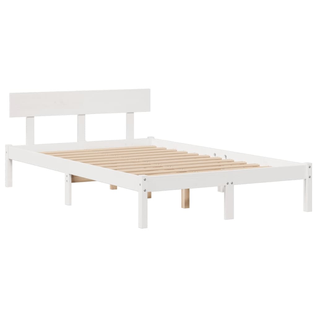 Cama com estante sem colchão 120x190 cm pinho maciço branco