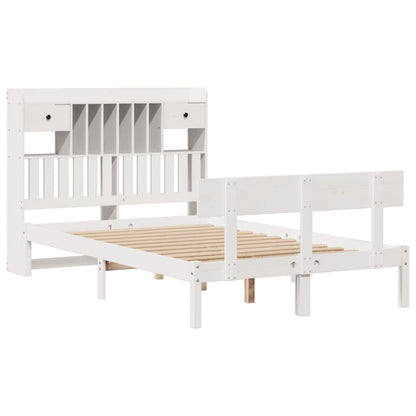 Cama com estante sem colchão 135x190 cm pinho maciço branco