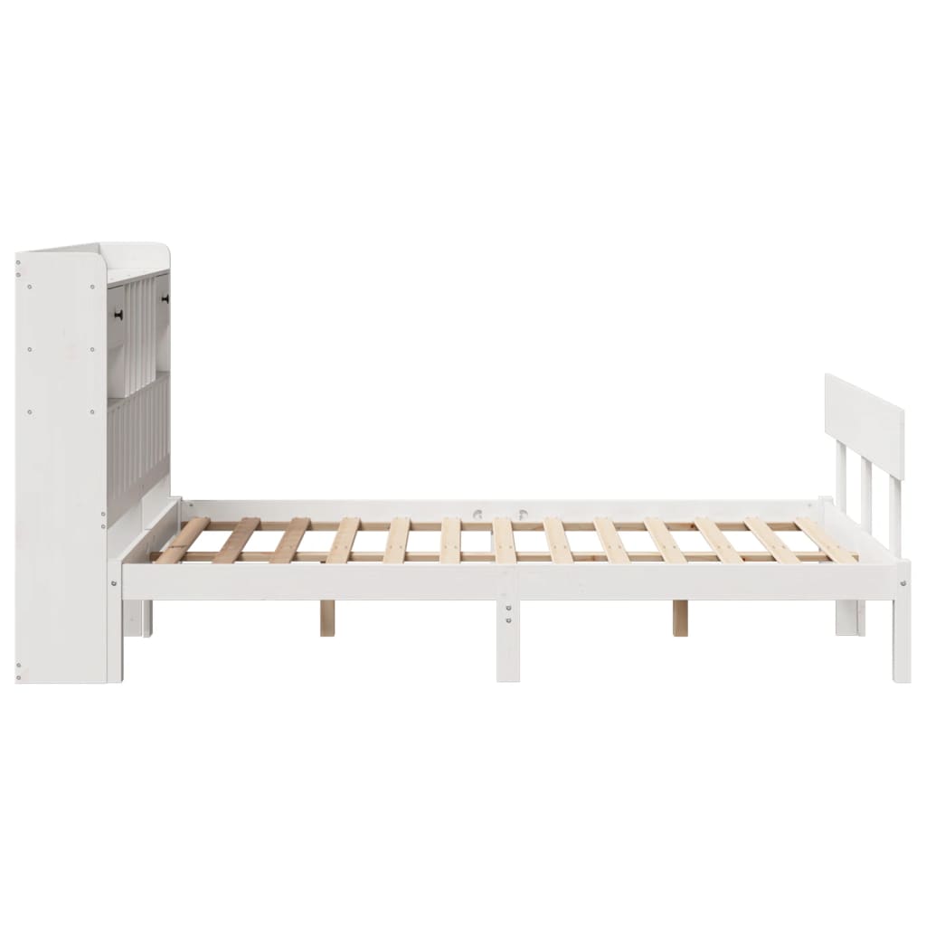 Cama com estante sem colchão 135x190 cm pinho maciço branco