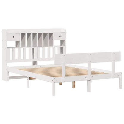 Cama com estante sem colchão 140x190 cm pinho maciço branco