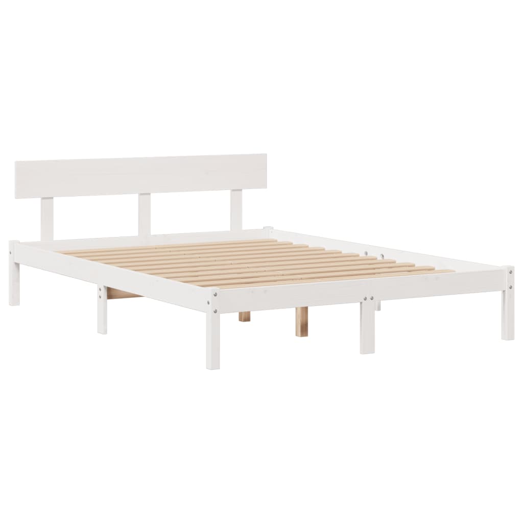 Cama com estante sem colchão 140x190 cm pinho maciço branco