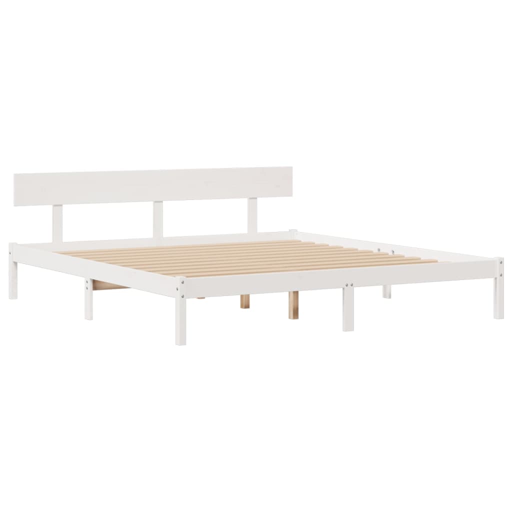 Cama com estante sem colchão 200x200 cm pinho maciço branco