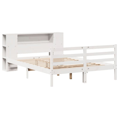 Cama com estante sem colchão 135x190 cm pinho maciço branco