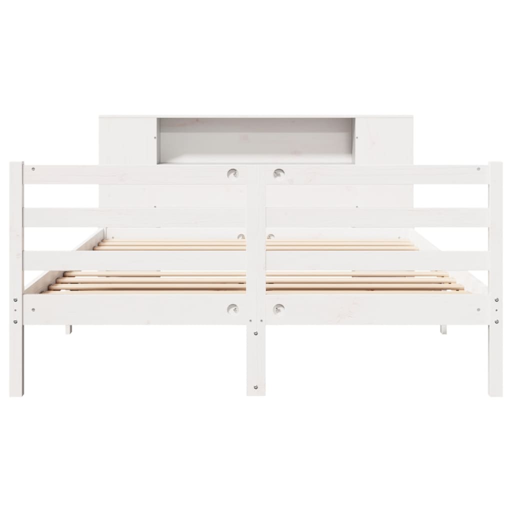 Cama com estante sem colchão 135x190 cm pinho maciço branco