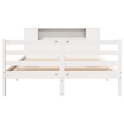 Cama com estante sem colchão 135x190 cm pinho maciço branco