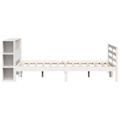 Cama com estante sem colchão 135x190 cm pinho maciço branco