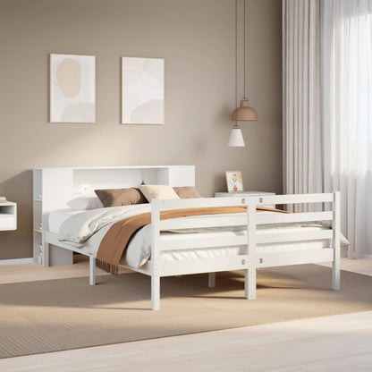 Cama com estante sem colchão 135x190 cm pinho maciço branco