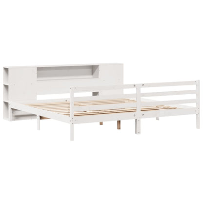 Cama com estante sem colchão 180x200 cm pinho maciço branco