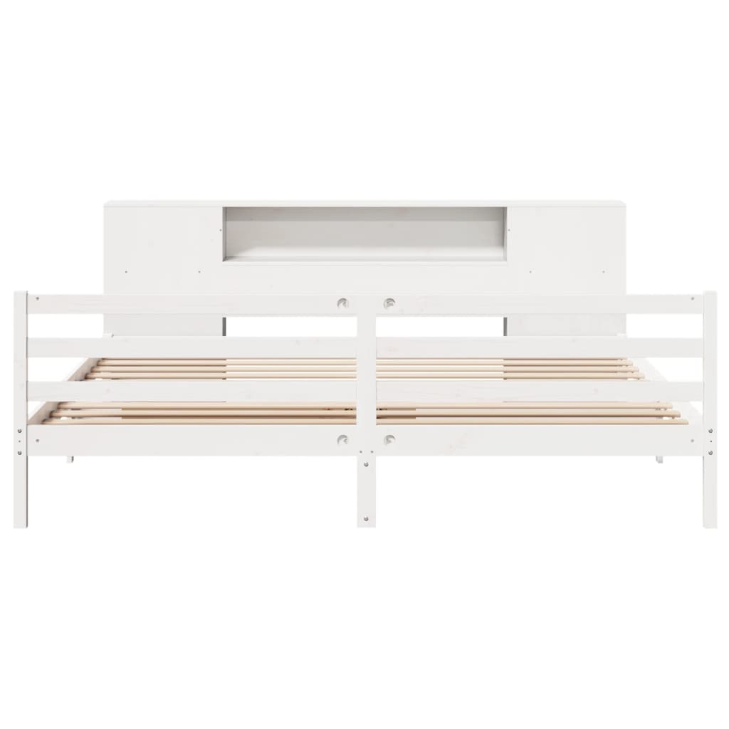 Cama com estante sem colchão 180x200 cm pinho maciço branco