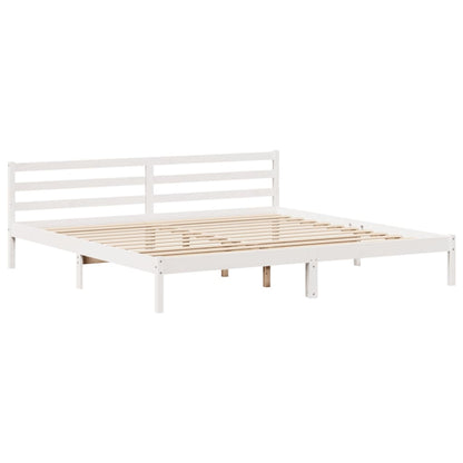 Cama com estante sem colchão 180x200 cm pinho maciço branco