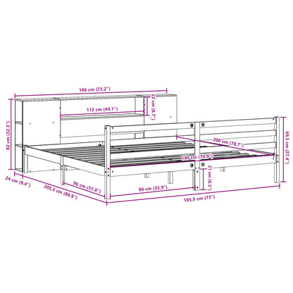 Cama com estante sem colchão 180x200 cm pinho maciço branco