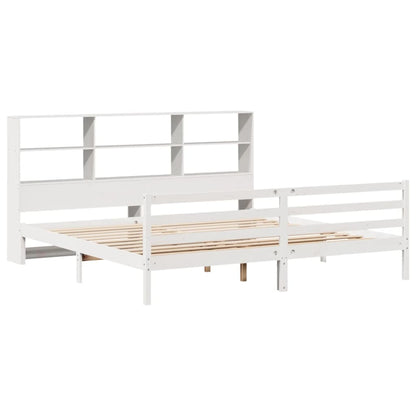 Cama com estante sem colchão 180x200 cm pinho maciço branco