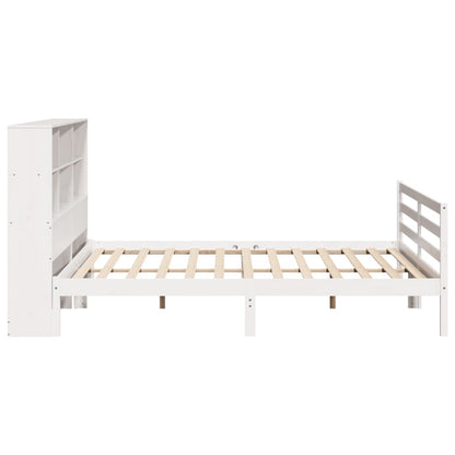 Cama com estante sem colchão 200x200 cm pinho maciço branco