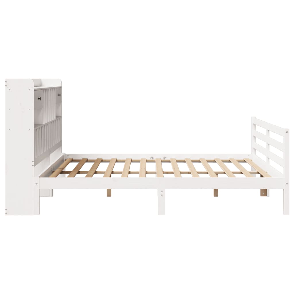 Cama com estante sem colchão 180x200 cm pinho maciço branco