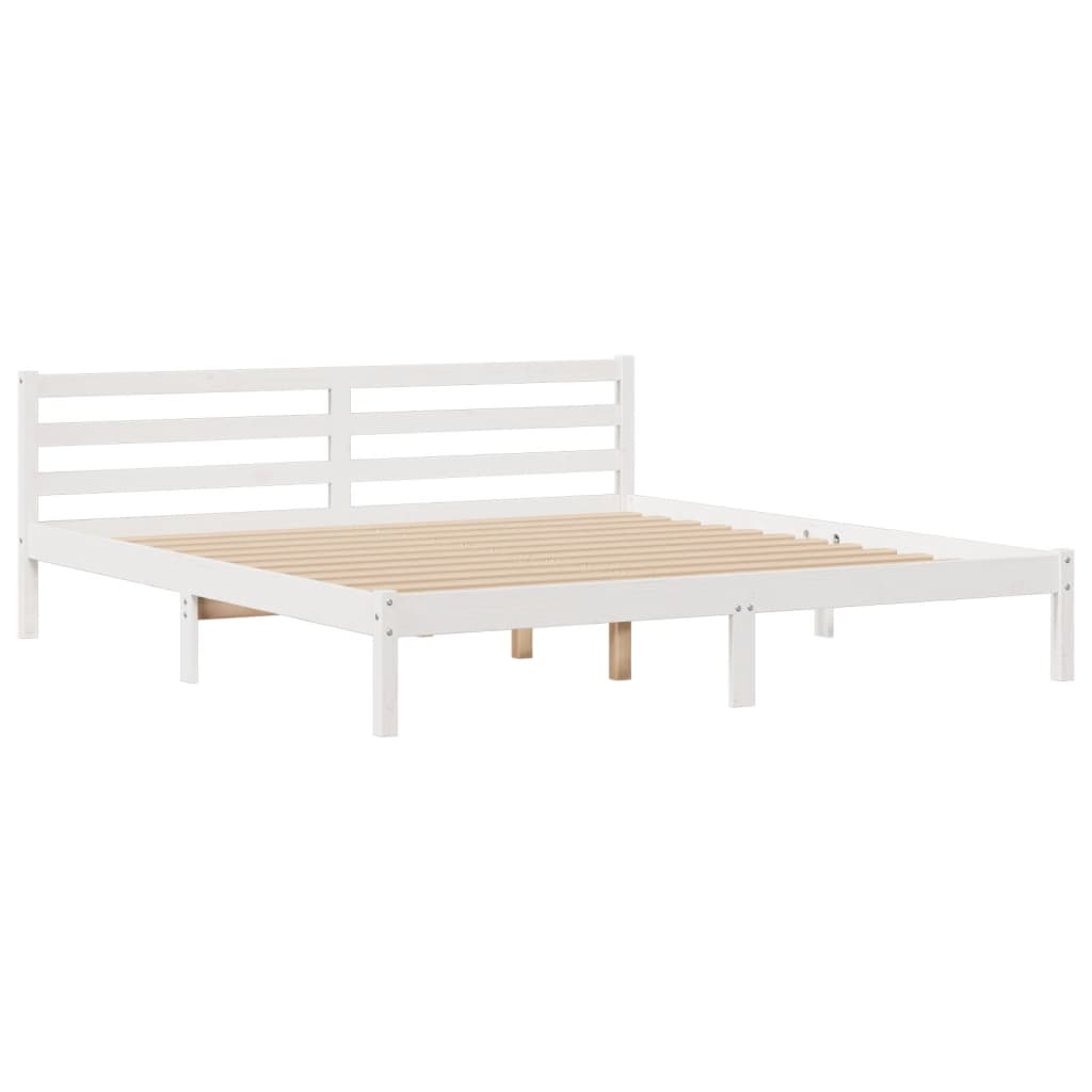 Cama com estante sem colchão 180x200 cm pinho maciço branco