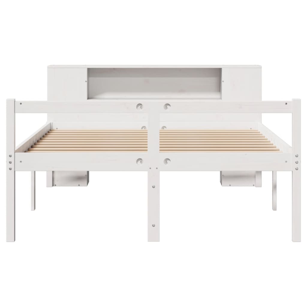 Cama com estante sem colchão 135x190 cm pinho maciço branco