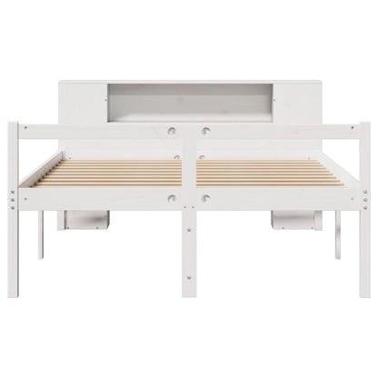 Cama com estante sem colchão 135x190 cm pinho maciço branco