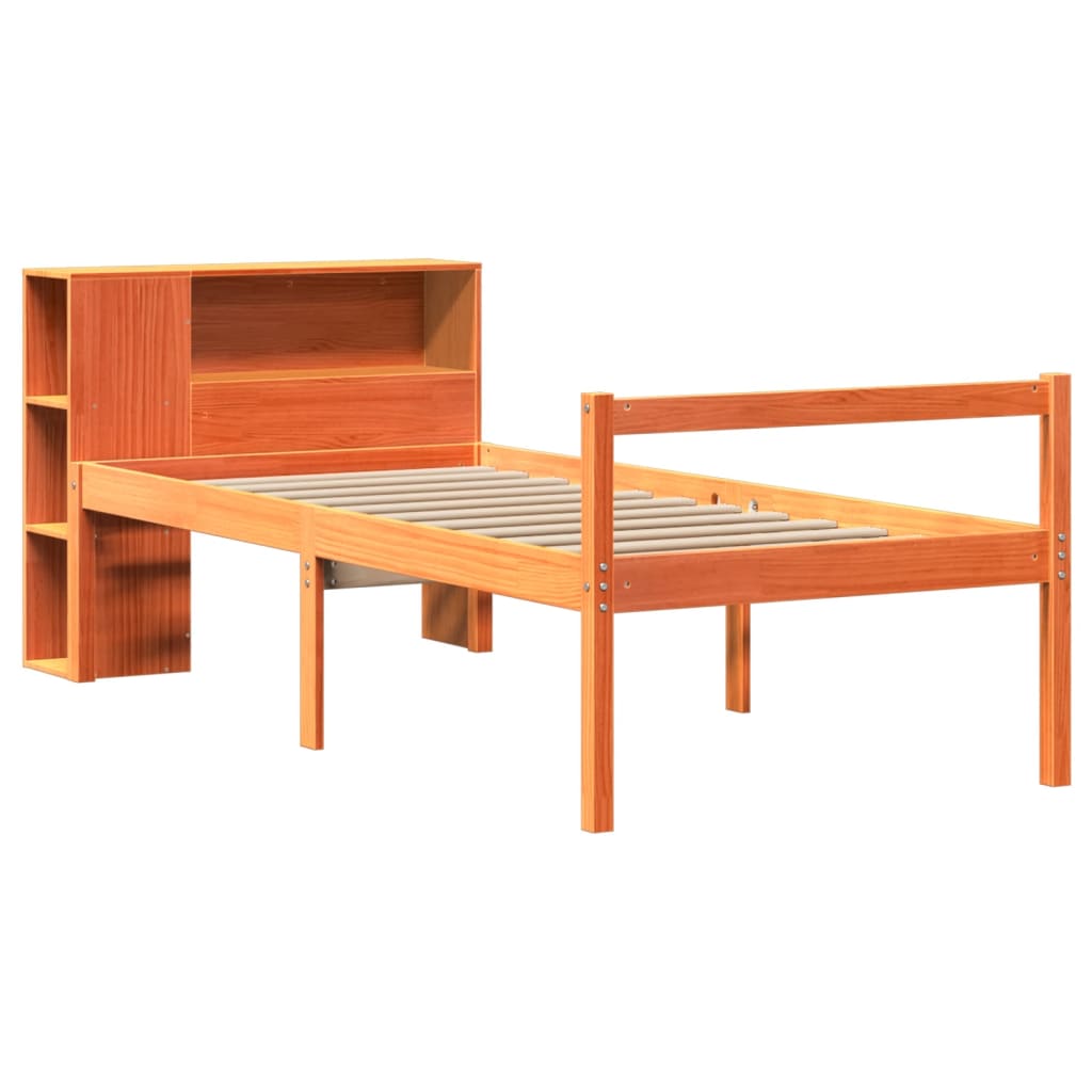 Cama com estante sem colchão 75x190 cm madeira maciça